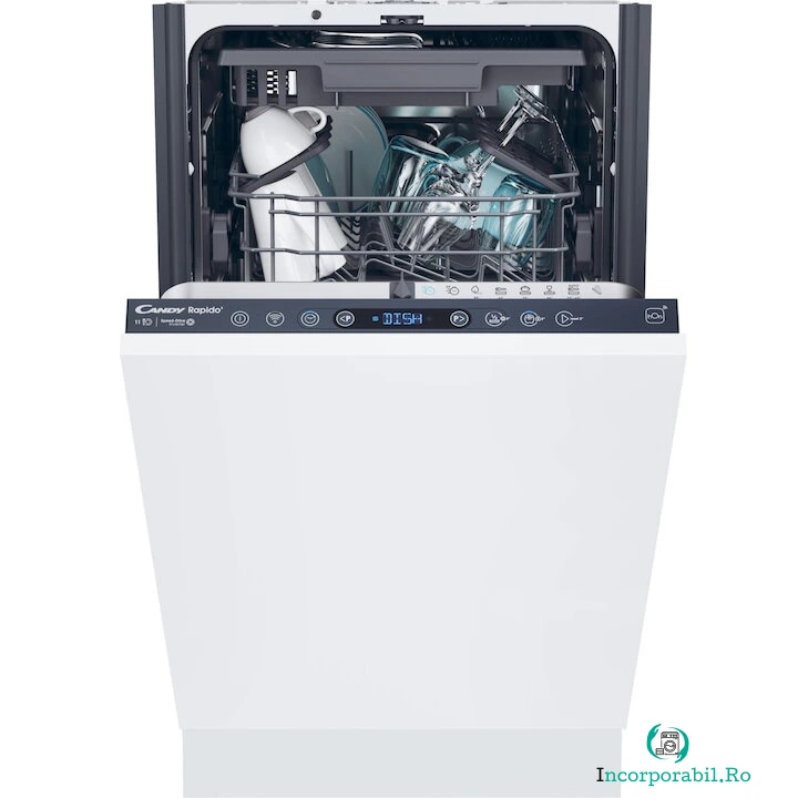 CANDY Masina de spalat vase incorporabila Candy Rapido CI1C7SB1FA, 11 seturi, 8 programe, Clasa C, 3 sertare, WiFi, Motor inverter, Wash & Dry 35', Automatic Open Door, 45 cm la 1,831.99 lei ron