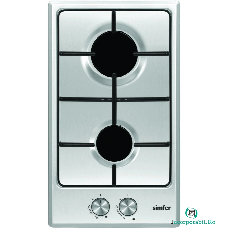 Simfer Plita pe gaz incorporabila Simfer H3.200.VGRIM, 2 arzatoare, 30 cm, Inox