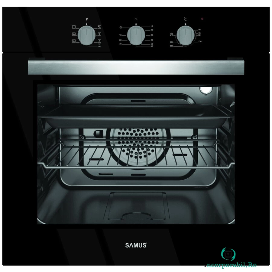 Samus Cuptor incorporabil SC618TGV, 56 litri, Clasa A, Timer, Ventilator, Negru