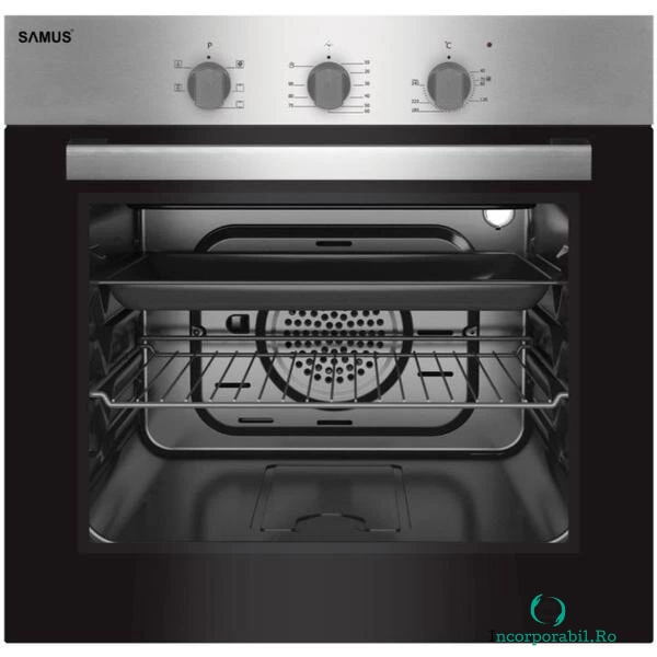 Samus Cuptor incorporabil Samus SC616GTXV, Electric, 62 L, 5 functii, Negru-Inox la 795.99 lei ron