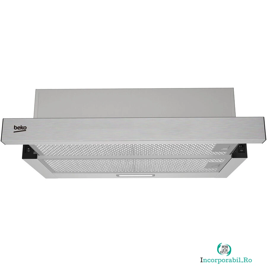 Beko Hota telescopica incorporabila Beko, 65W, cap abs 320 mc/h, 3 trepte de putere, filtre metalice lavabile, filtre carbon, iluminare LED, Inox la 390.59 lei ron