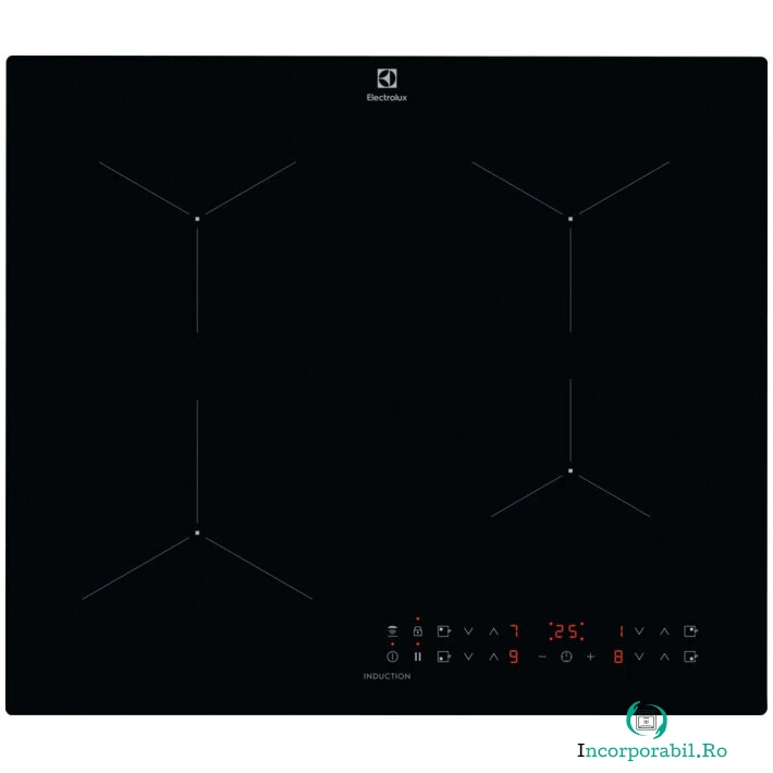 Electrolux Plita incorporabila Electrolux LIL61434C, Inductie, 4 zone de gatit, Conectivitate hota, Booster, Timer, 60 cm, Negru