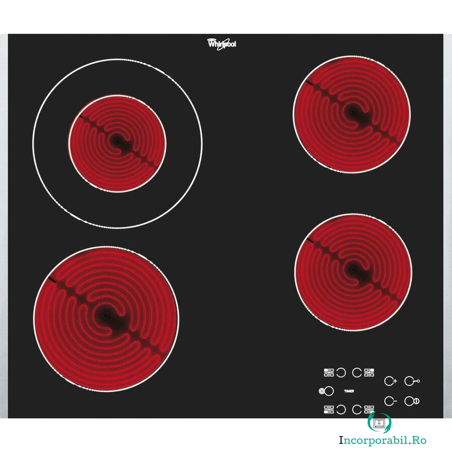 Whirlpool Plita incorporabila Whirlpool AKT 8130/BA, Electrica, Vitroceramica, 4 Zone de gatit, Panou digital, Timer, 58 cm
