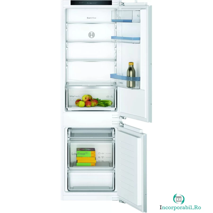 BOSCH Combina frigorifica incorporabila Bosch KIV86VFE1, 267 l, LowFrost, FreshSense, Clasa E, H 177.2 cm, Argintiu la 4,124.99 lei ron