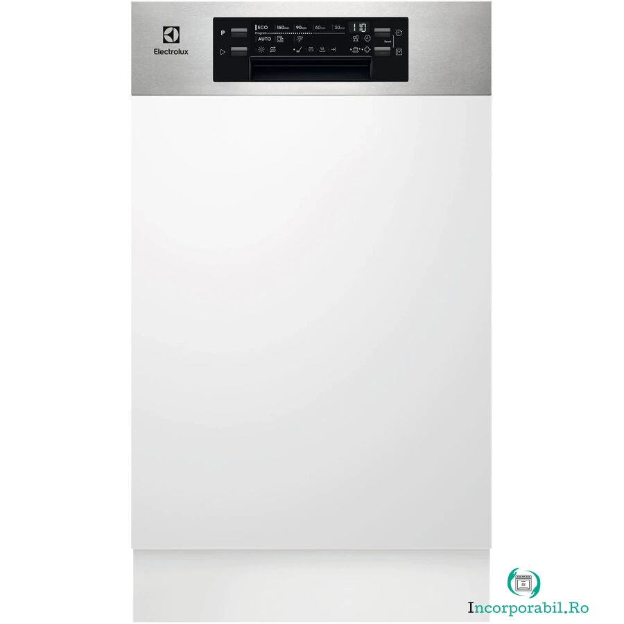 Electrolux Masina de spalat vase semi-incorporabila Electrolux EEM43300IX, 10 seturi, 8 programe, Clasa D, Motor Inverter, AirDry, SatelliteClean, MaxiFlex, QuickLift, 45 cm la 3,350.99 lei ron