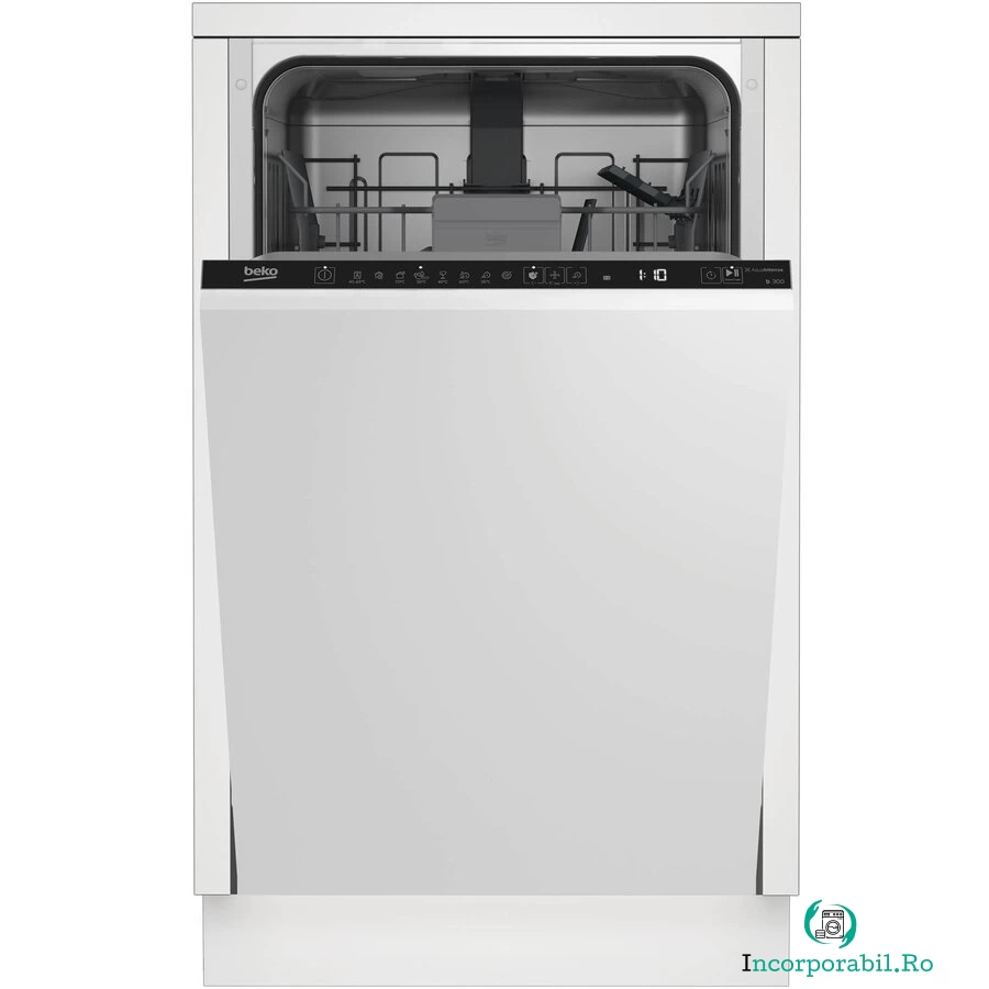 Beko Masina de spalat vase incorporabila Beko BDIS38020Q, 10 seturi, 8 programe, Clasa E, AquaIntense, Motor ProSmart Inverter, All in 1, Hygiene Intense, Mini 30, 45 cm, Alba la 2,506.99 lei ron